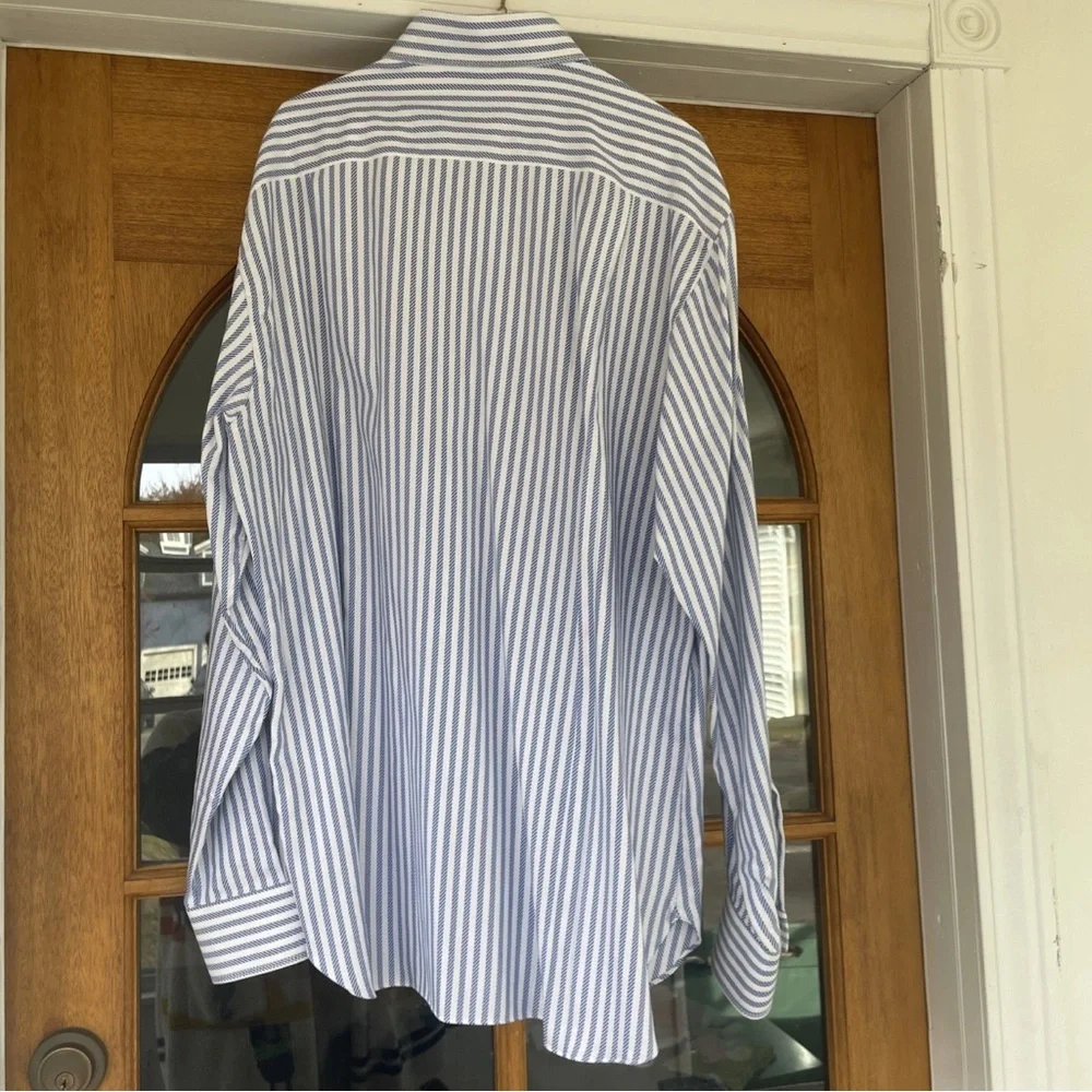 Zilli Men’s Dress Shirt size 46 Button Down Collar Blue and White - Picture 5 of 6
